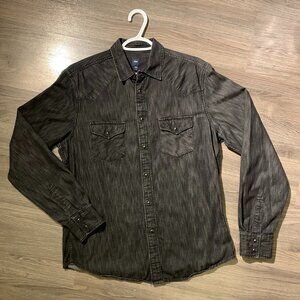 GAP Denim Shirt, NWOT, 100% Cotton, Black, Snap Button Pockets, Western Style, M
